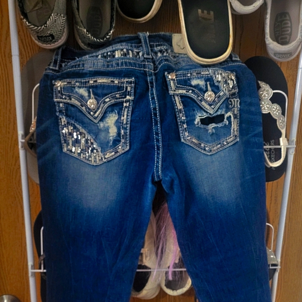 Miss Me Crop Jeans with Decorative Stitching